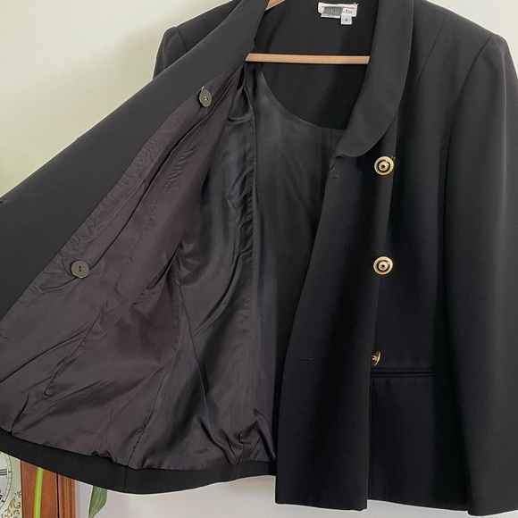 Talbots Vintage Black Crepe Double-Breasted Gold Button Blazer - Picture 11 of 13